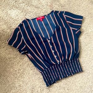Guess Ruffled edge Crop top - Navy (Size: XS)